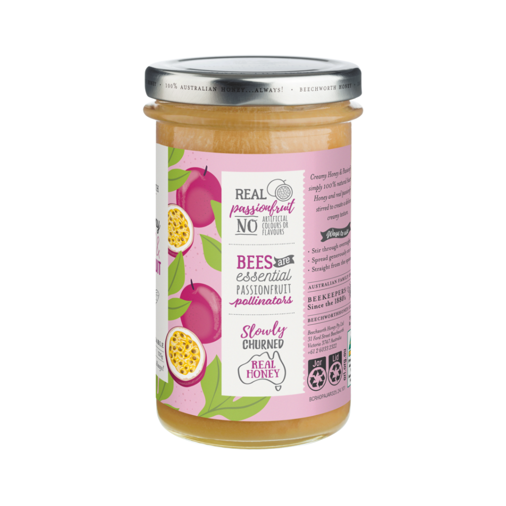 BCRHOPAJAR325_Bee-Creamy-Honey-&-Passionfruit_Jar-Side