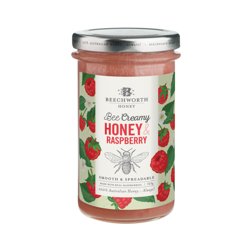 BCRHORAJAR325_Bee-Creamy-Honey-&-Raspberry_Jar-Front