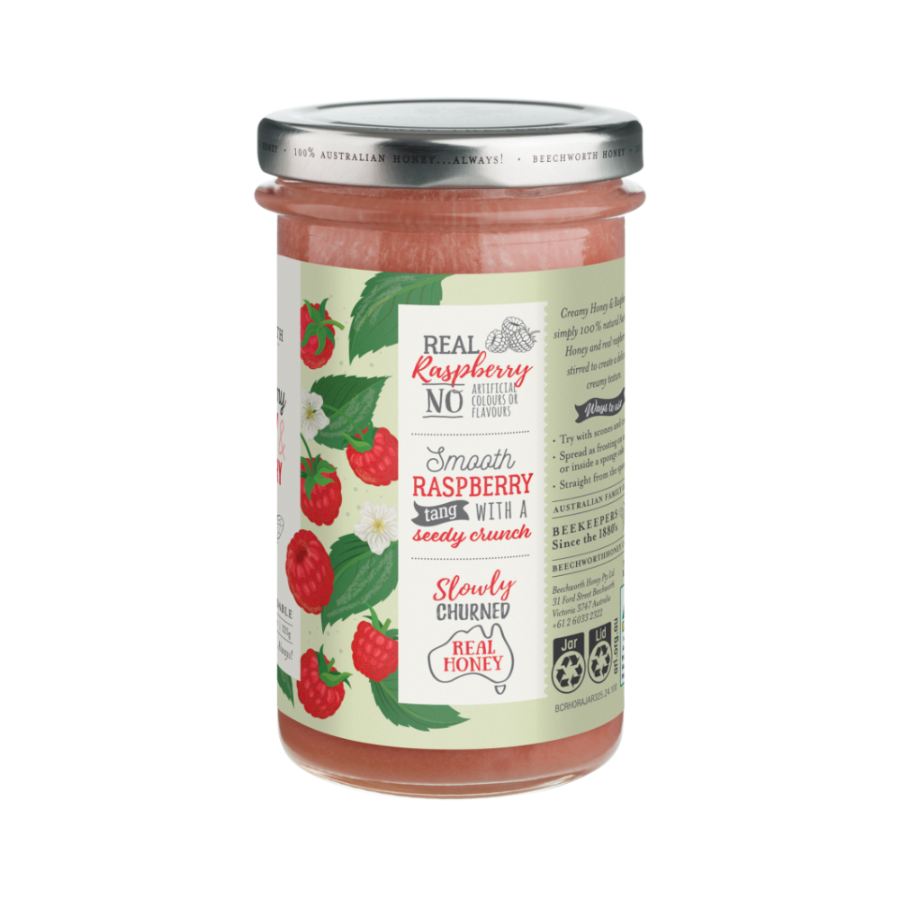 BCRHORAJAR325_Bee-Creamy-Honey-&-Raspberry_Jar-Side