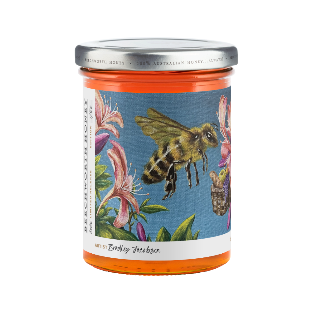 POLL25JAR550-Bradley_Pollinate-Honey-2025_Bradley-Jacobsen_550g_front