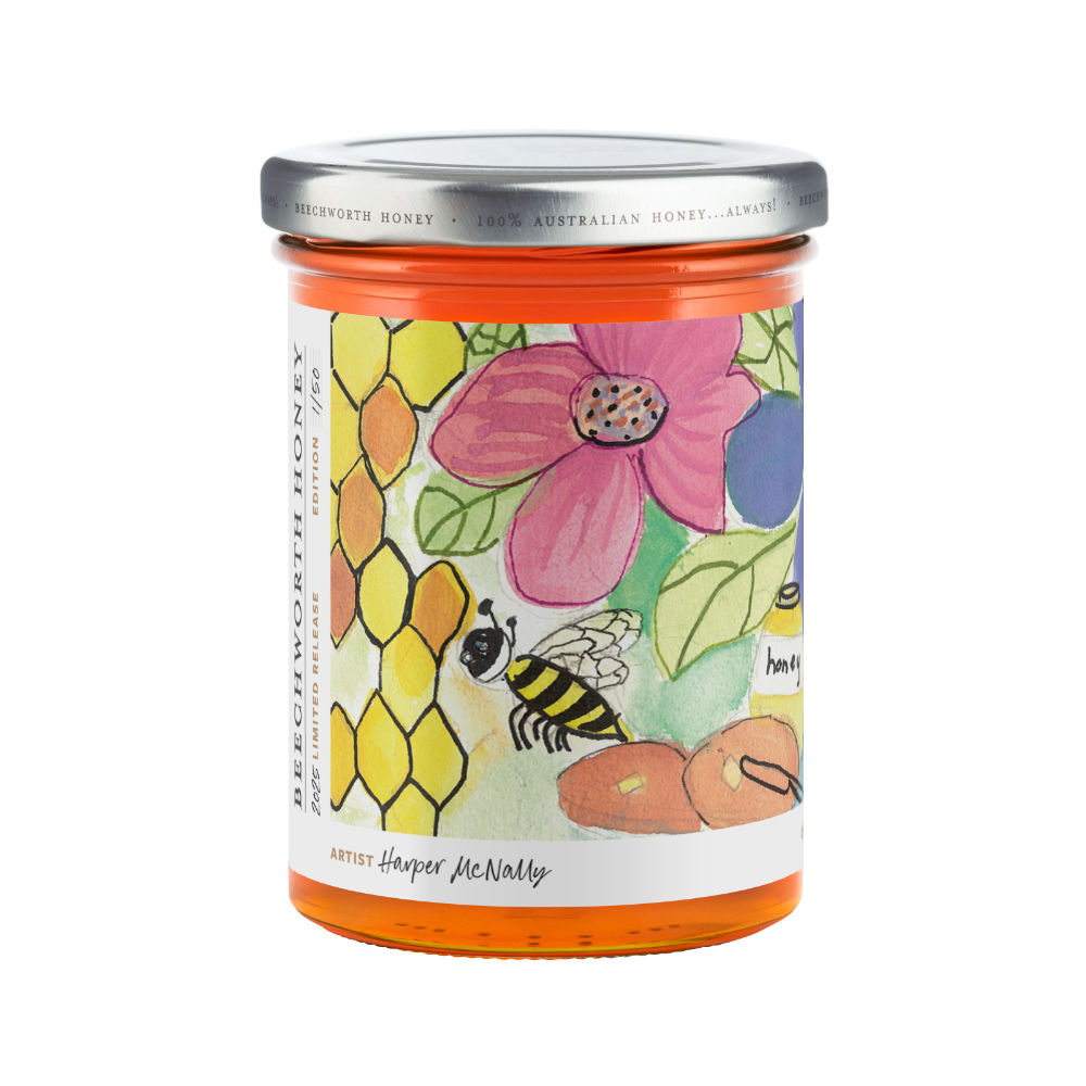 POLL25JAR550-Harper_Pollinate-Honey-2025_Harper-McNally_550g_front