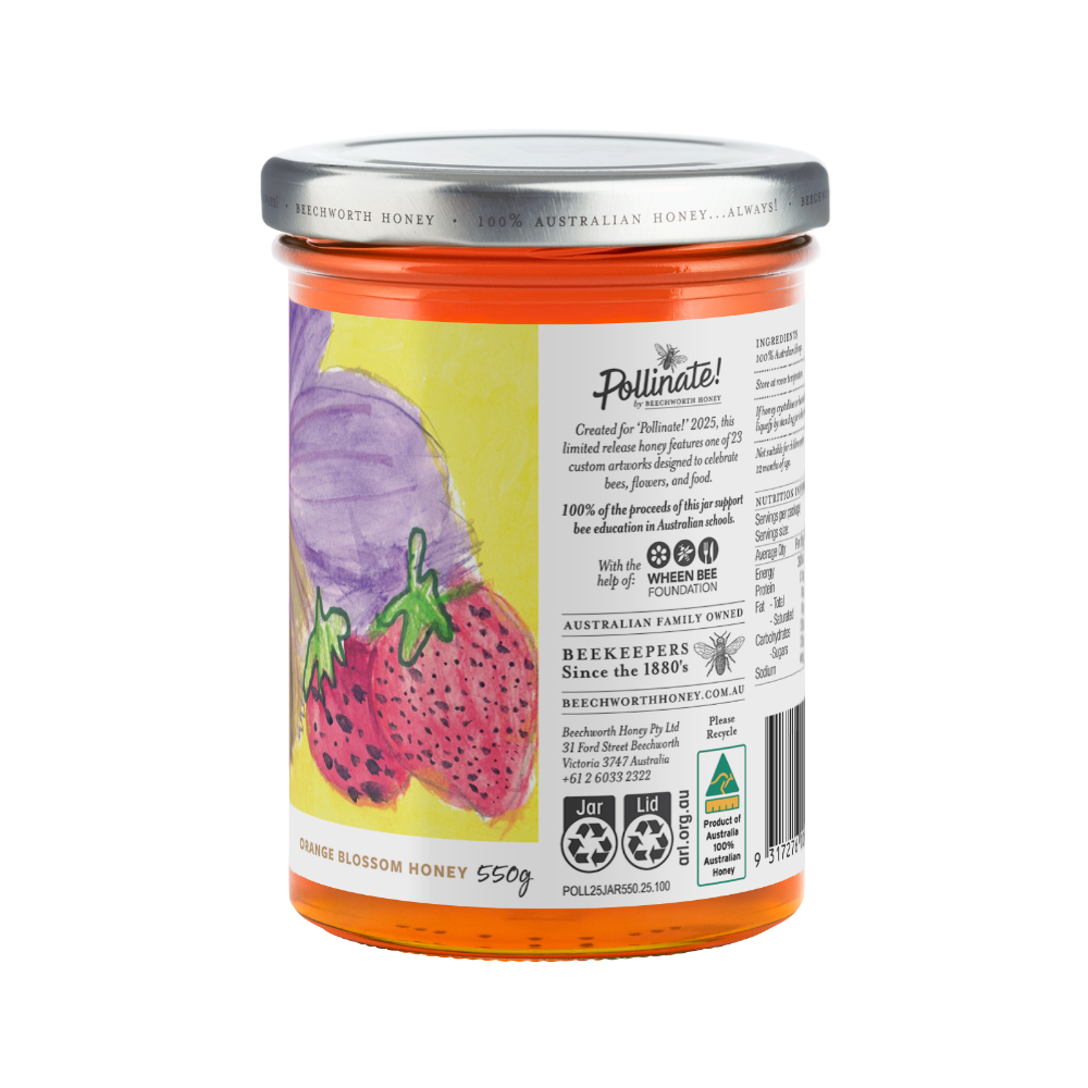 POLL25JAR550-Isabelle_Pollinate-Honey-2025_Isabelle-Chen_550g_back