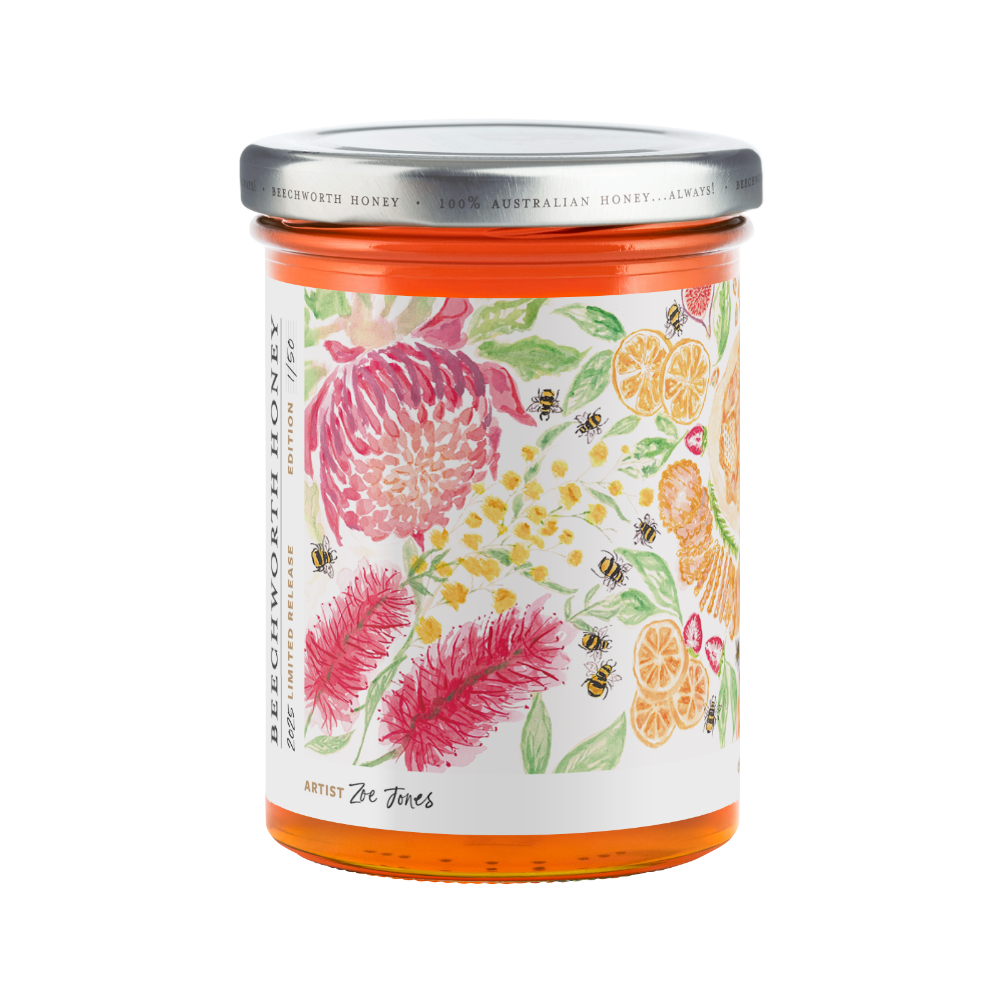 POLL25JAR550-Zoe_Pollinate-Honey-2025_Zoe-Jones_550g_front